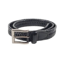 Unisex Leather Belt Size 38 / 95 Black Braid Style New
