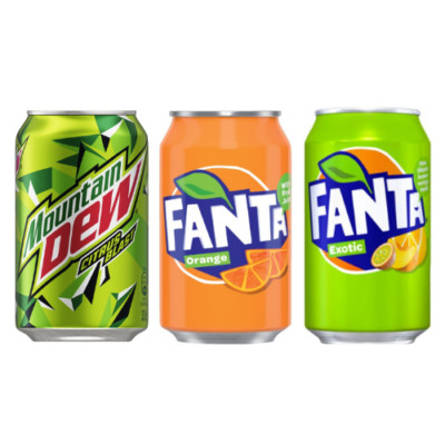Getränke Mixpaket 72 Dosen ( Mtn Dew Citrus, Fanta Orange, Fanta Exotic )