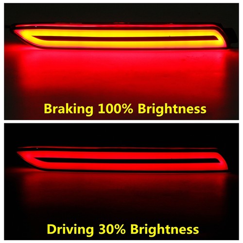 Pair LED Rear Bumper Reflector DRL Brake Stop Light Lamp For Toyota Camry Lexus - Picture 2 of 8