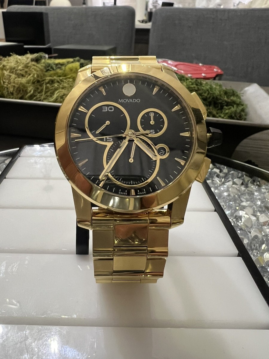 Movado Men's Vizio Watch 0607563 Gold PVD Chronograph | eBay