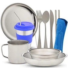 Stainless Steel Tableware Mass kit Blue