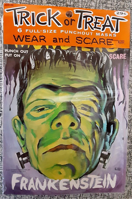 1963 Universal Pictures Frankenstein Monsters Scare Mask Punch-Out Book-UNOPENED