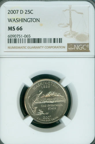 2007 D washington quarter ngc ms 66