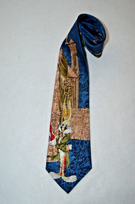 Houston Bugs Bunny Men's tie Greek Roman Architecture 57''x3.5'' Green Blue
