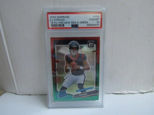 PSA 10 2023 Panini Donruss #339 CJ Stroud Optic Preview Red & Green RC Texans