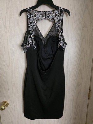 Black Form Fitted Dress Low Back With Mini Sleeves | eBay Black Form Fitted Dress Low Back With Mini Sleeves | eBay