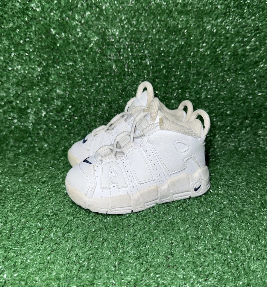 Nike Air More Uptempo Niño Pequeño Talla 9C Blanco Azul Marino Zapato para Caminar Tenis DH9722-100 Foto 4 de 4