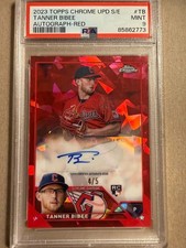2023 Topps Chrome Update Sapphire Tanner Bibee Auto - Red 4/5 Mint (PSA 9)