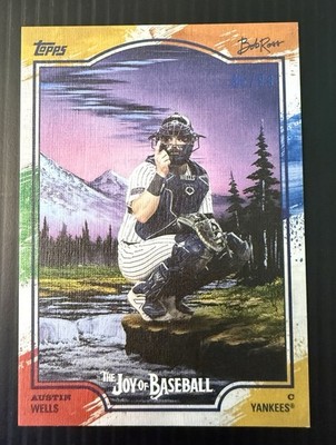 2025 Topps x Bob Ross the Joy of Baseball Austin Wells #5 Paint Splatter 36/99