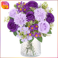 Kunstblumen Blumenstrauß Rosen Hortensien Seidenblumen Lila FüR Tischdeko
