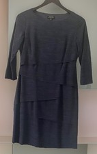 Tahari Arthur S. Levine Charcoal Gray Heathered Tiered Sheath Dress 6 Petite