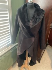 Ladies Size 10 Faux Sheepskin Coat  Mid Length Unlined