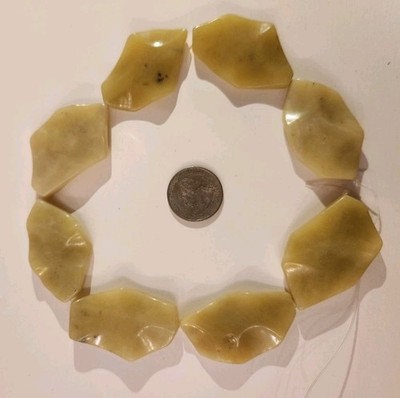 Natural Yellow Jade Carved Bead Lot Large 8pcs