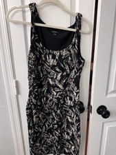 Ann Taylor Black Sleeveless Dress Straps Off  White DesignLined Size 10