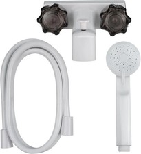 RecPro 4" RV Tub  Shower Diverter Faucet, White/Smoke, Handheld