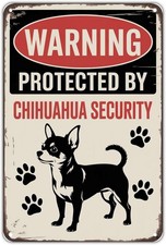 Chihuahua Security Warning Tin Metal Signs Home D cor Vintage Chihuahua Dog Prin
