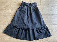 Uniqlo Women's Black Ruffled Belted Midi A Line Skirt Size XS W24-25"
