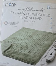 Pure Enrichment Weighted Heating Pad 20x24 Extra Wide WeightedWarmth Green 3.5lb