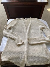 WOMENS NWOT 100 COTTON LOFT SMALL OPEN CARDIGAN OFF WHITE