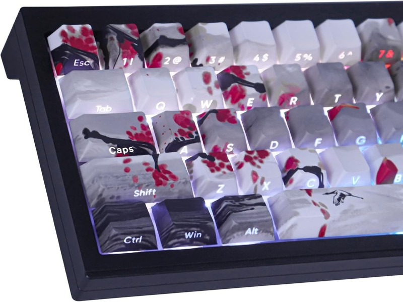 PBT Transparent Keycaps - Letter Side Print Landscape Painting Custom 135 Keys
