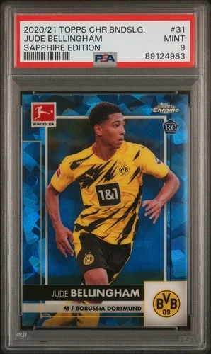 2020 TOPPS CHROME BUNDESLIGA SAPPHIRE #31 JUDE BELLINGHAM ROOKIE RC PSA 9