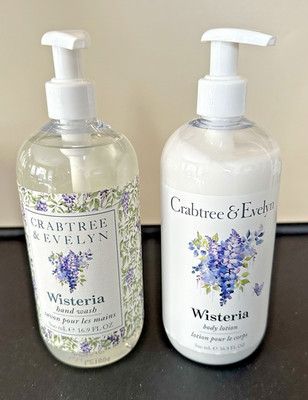 Crabtree & Evelyn WISTERIA Hand Wash & Body Lotion  16.9 FL OZ (2 piece set)