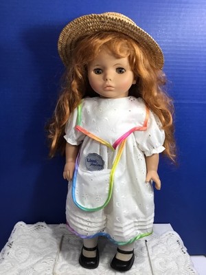 Vintage 18  Listings Doll Red Hair Brown Eyes Straw Hat With Stand Germany 
