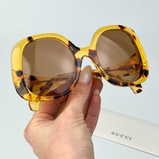 Gucci Women Sunglasses Havana Brown Butterfly Oversized GG1235S 002 BRAND NEW
