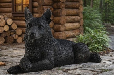 Black German Shepherd Dog Breed Collectible Figurine garden statue