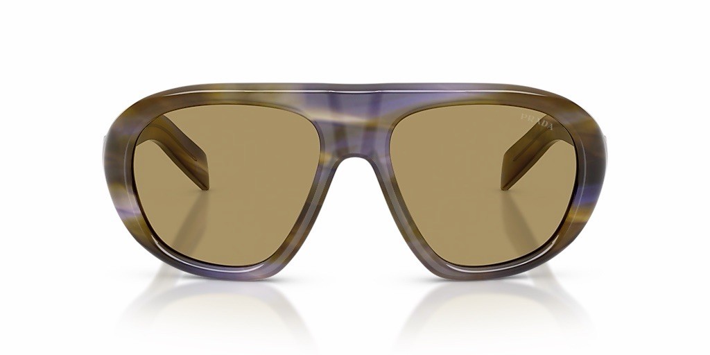 PRADA PR C05S 23G70G Stripped Laguna Green Olive Lens Sunglasses