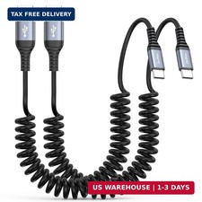 USB A to USB C Coiled Cable 3FT 2-Pack, Coiled USB C Cable for Car