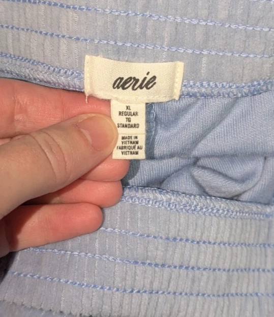 Aerie Pants XL Women's Blue Groove-On Velour High Waisted Flare Pant Ribbed - Image 4 of 4