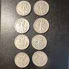 Lot of 8 Liberty Walking Half Dollar 50C Coins 1934-1944 Circulated