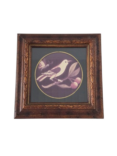 Vintage H Hal Chicago Kramer Carved Wood Framed Bird Art 6.5"
