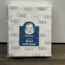 Gerber Single Pack Knit Crib Sheet Pure Cotton Gray White Cute All Over Print