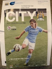 Manchester City Women v Birmingham City Ladies Programme & Team Sheet 12/7/2015.
