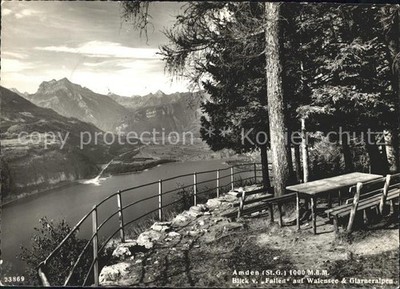 Amden Walensee SG view from falling on Lake Walensee and Glarus Alps