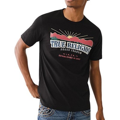 True Religion 700032 Herren T-Shirts Rundhals Metallic Landschaft Arche Sommer Tee