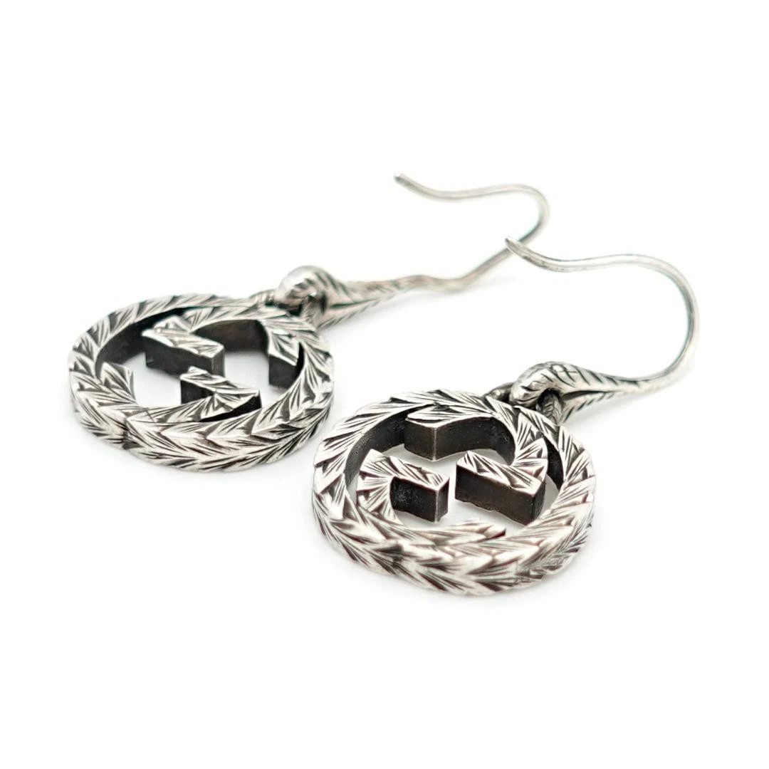 Boucles d'oreilles GUCCI imbriquées gravure G argent sterling accessoires pour femmes