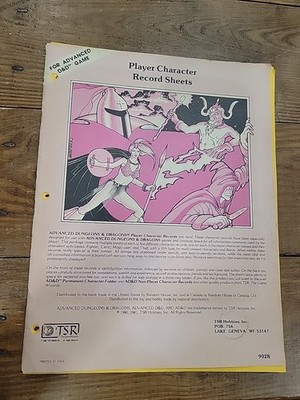 Advanced D&D Player Character Record Sheets - AD&D 9058 (14 Sheets) FREE SHIP