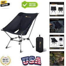 Black Camping Chair - Oversized, Foldable & Lightweight Design