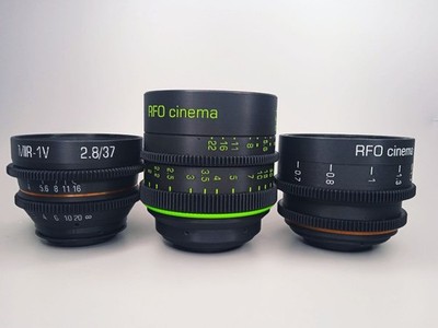 Helios 44 58mm, Jupiter-37 135mm, Mir 1b 37mm, Cine Rehoused Objektiv Set für Canon