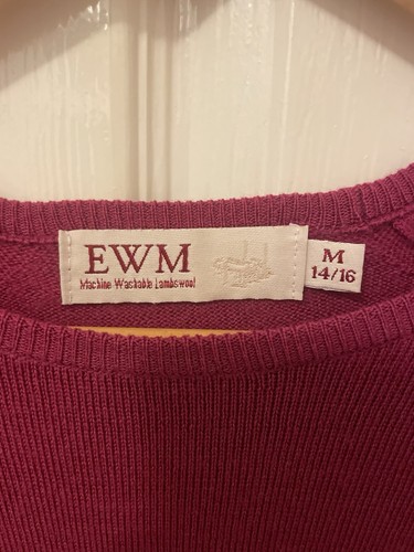 EWM Womens Pure Classics Burgundy red Jumper Pullover Size M uk 14-16 LAMBS WOOL - Picture 4 of 9