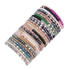 WAINIS 27-28Pcs Delicate Boho Beaded Bracelet Multi Layer 7 inch, multicolor 