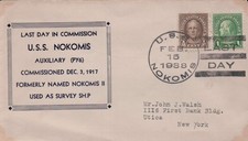 USS Nokomis PY6, Decommissioning, ships Fancy pmk, Nicholson Cachet 1938