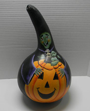 Hand Painted Gourd Halloween Witch Primitive