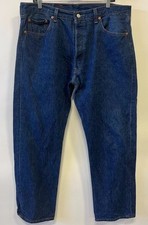 Vintage 90s LEVIS 501 Dark Wash Denim Button Fly Jeans Tag 40x32 Fit 38x30 USA
