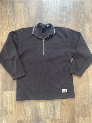 Bugle Boy Collared Fleece Shirt Men s  Large Black Quarter Zip Pullover