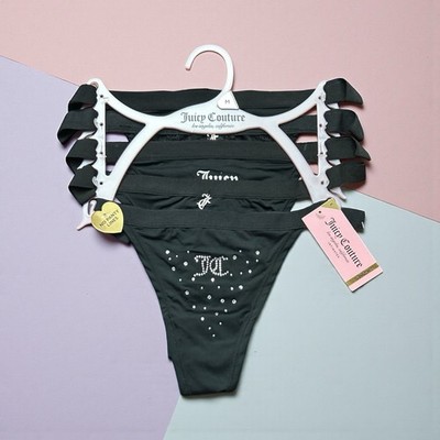 JUICY COUTURE 5 Pack Women s Thongs~ No Panty Lines~ Logo Rhinestone Sz. XL~SEXY
