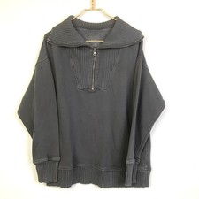 Aerie Sz XS Gray Down To Earth Oversized Quarter Zip High Collar Sweatshirt Soft